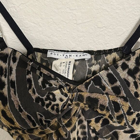 Vintage BUI•YAH•KAH top women's small VINTAGE sheer animal print camisole tank - Picture 3 of 8